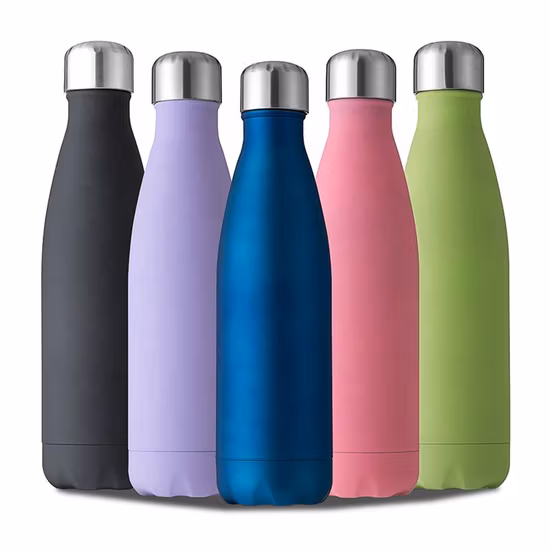 Sportflasche in Cola-Form, doppelwandige, isolierte Edelstahl-Wasserflasche