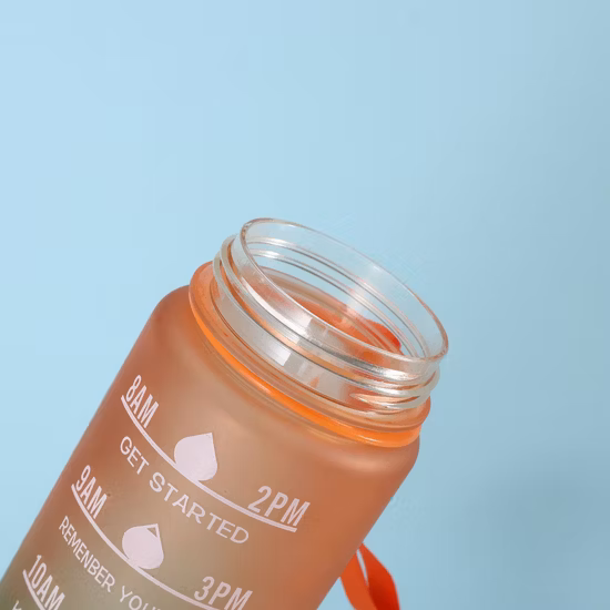 Auslaufsicherer Wasserkrug aus Tritan, BPA-frei, 1 l, für Fitness, Outdoor-Sport, mit Zeitmarkierung, große motivierende Wasserflasche aus Kunststoff